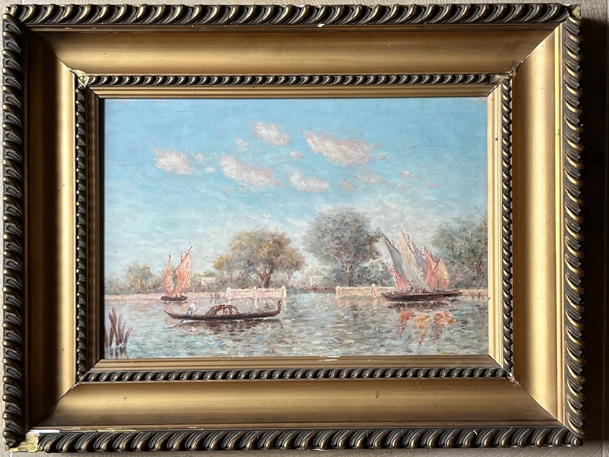 Lagune de Venise huile sur panneau -photo-2