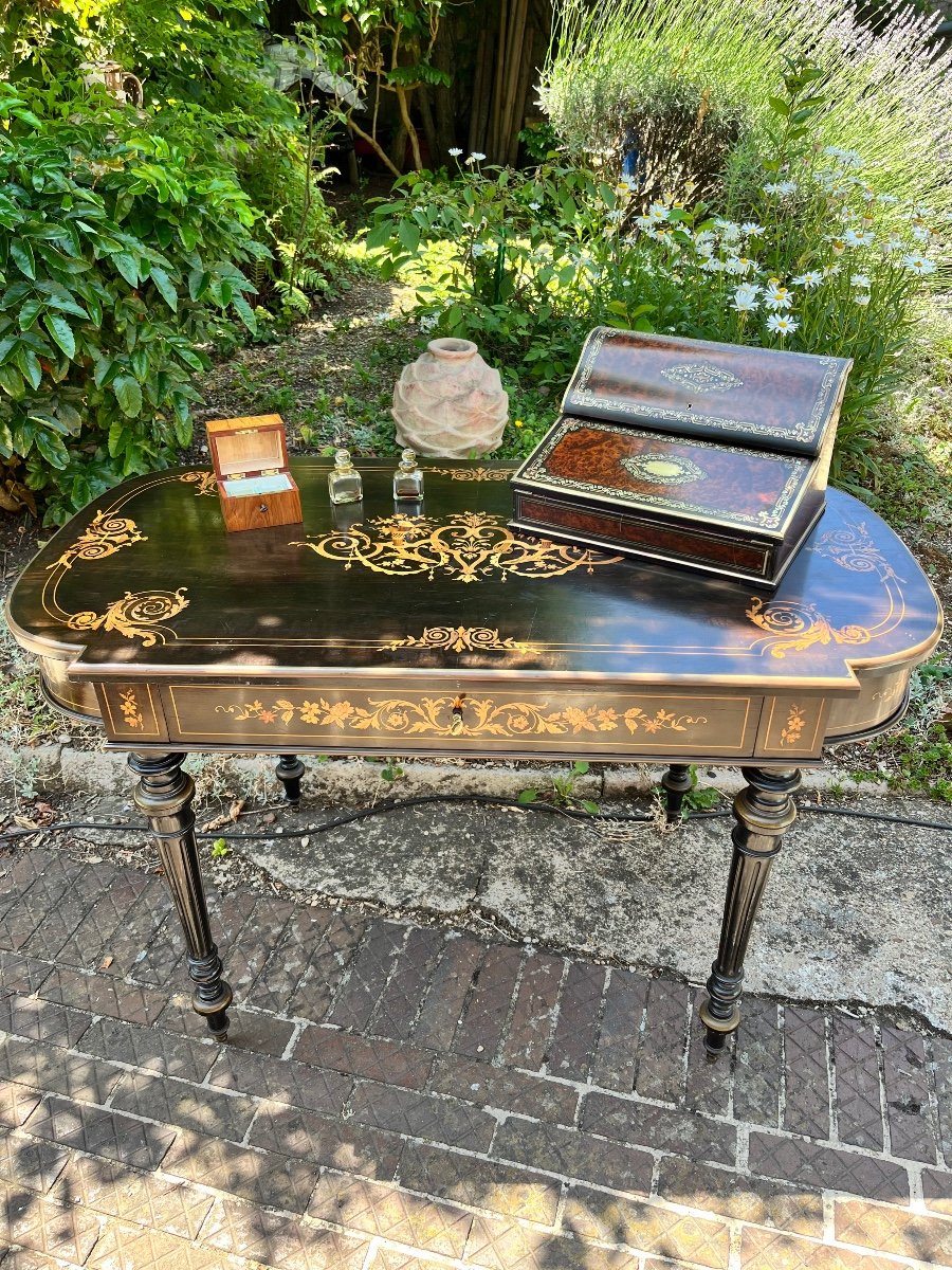 Louis XVI Bureau Plat In Marquetry-photo-2