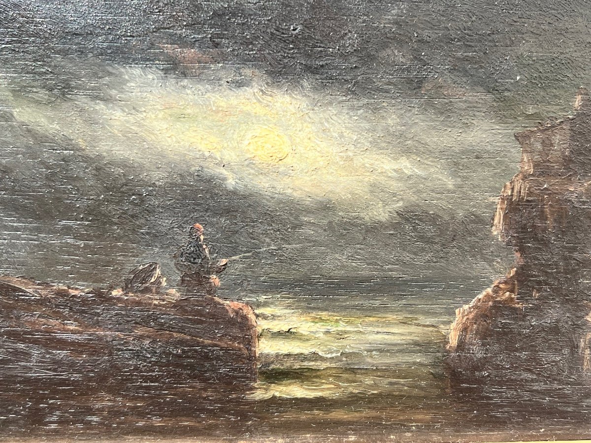 Marine au clair de lune Paul Seignon XIXe -photo-1