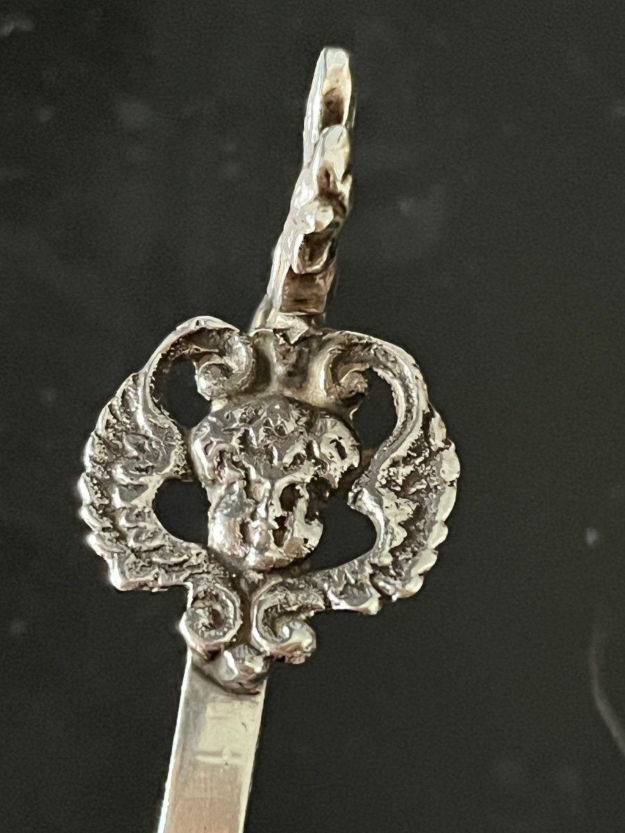 Rare cuillère XVIIIe en argent aux fermiers généraux -photo-4