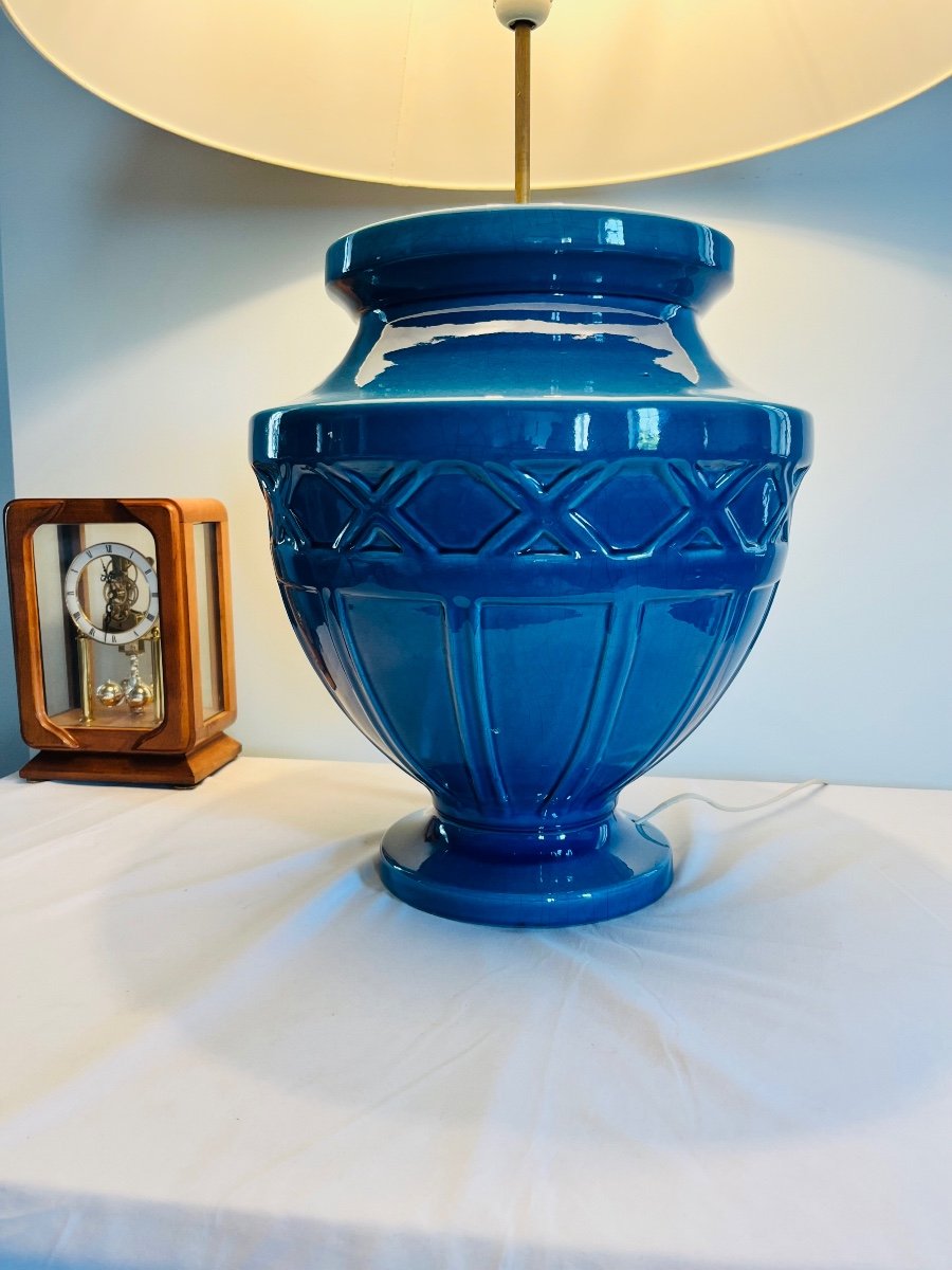 Large Blue Ceramic Lamp-photo-2