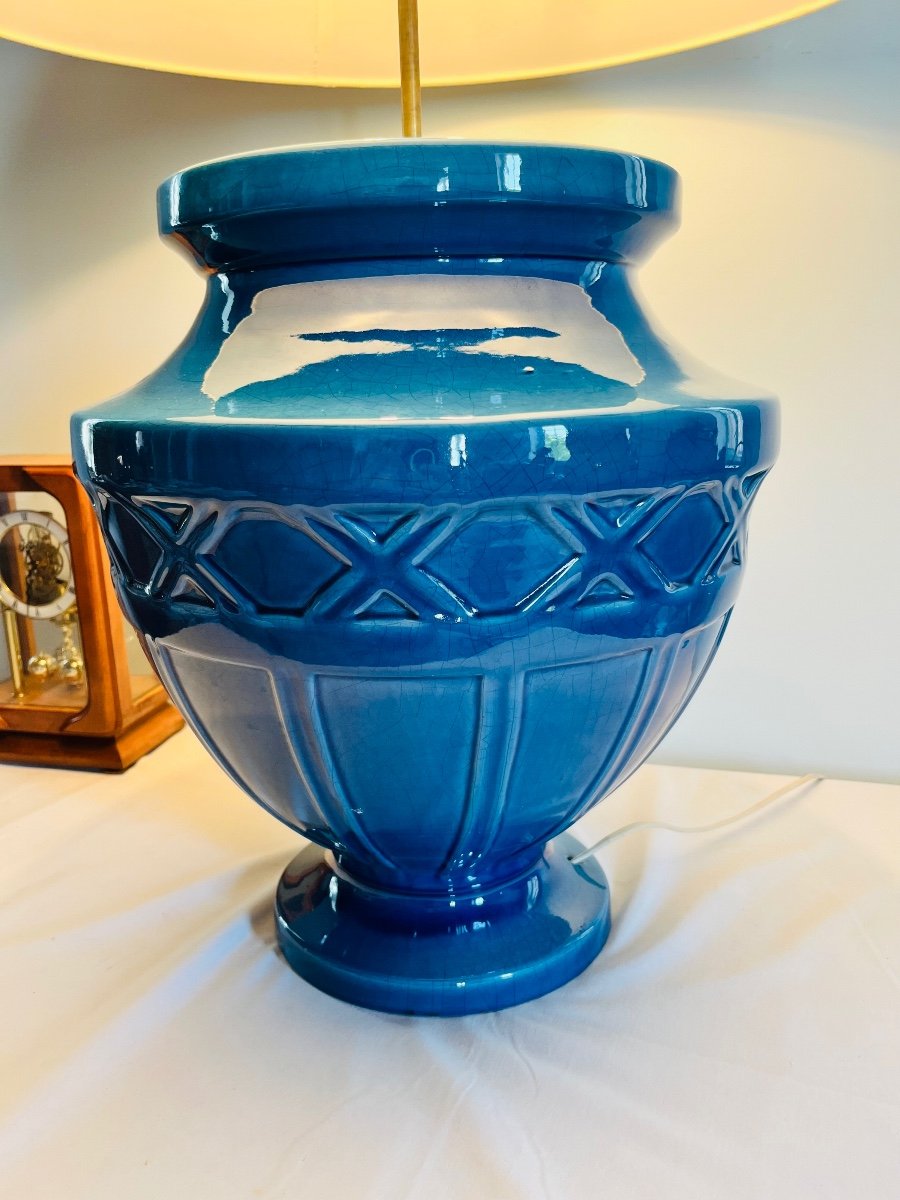 Large Blue Ceramic Lamp-photo-3