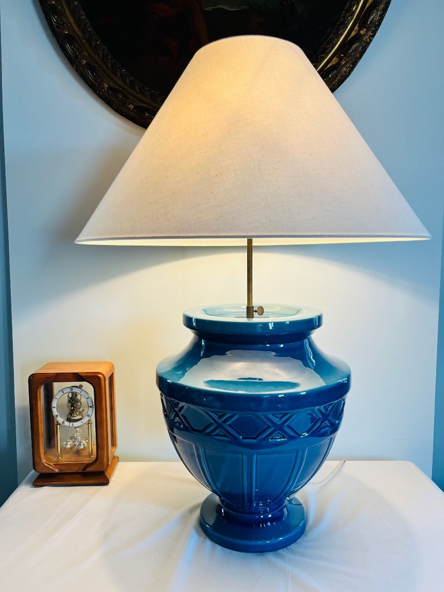 Large Blue Ceramic Lamp