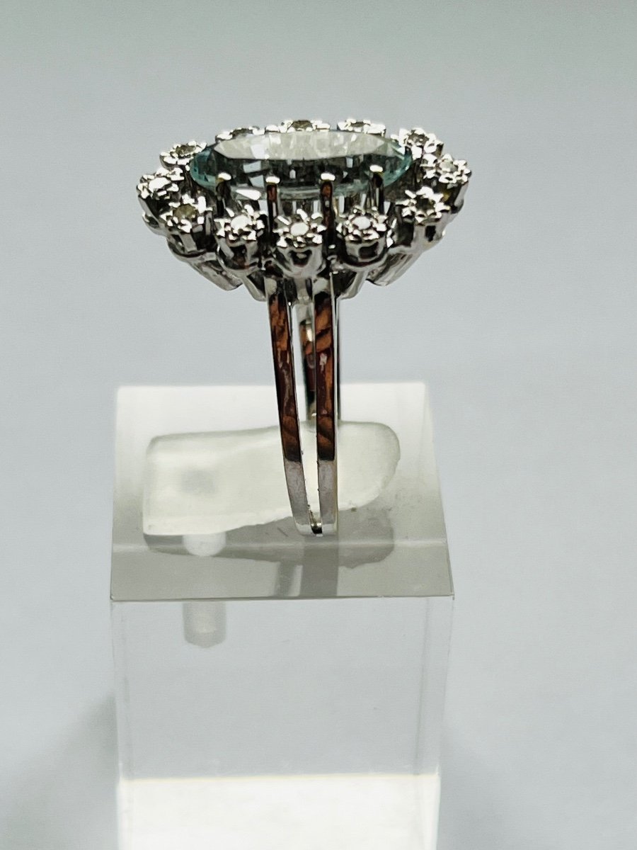 Aquamarine Diamond Ring In White Gold-photo-2