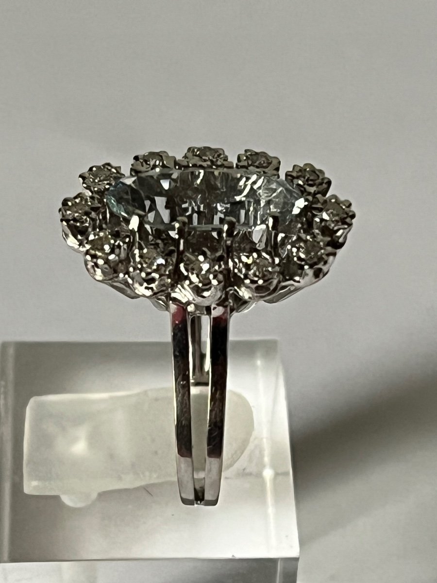 Aquamarine Diamond Ring In White Gold-photo-4