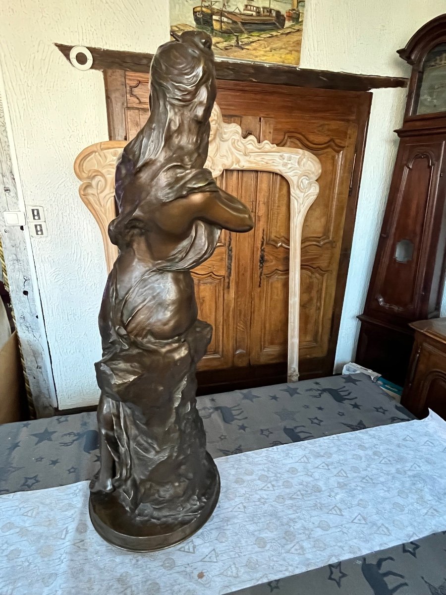 Grand  bronze Raoul Larche jeune fille Art Nouveau -photo-1