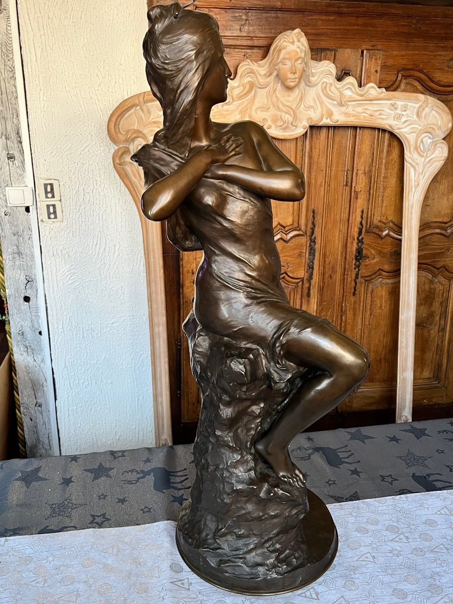 Grand  bronze Raoul Larche jeune fille Art Nouveau -photo-2