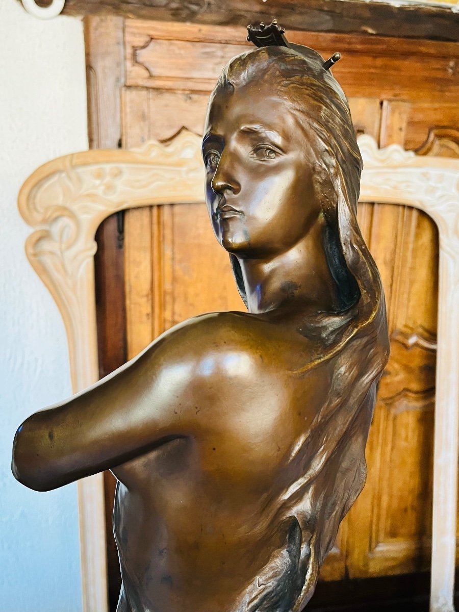 Grand  bronze Raoul Larche jeune fille Art Nouveau -photo-4