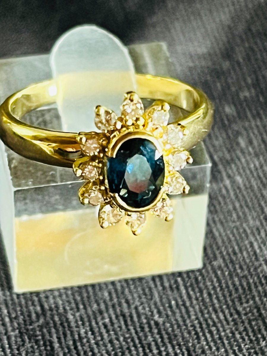 Bague saphir pavage diamants -photo-1