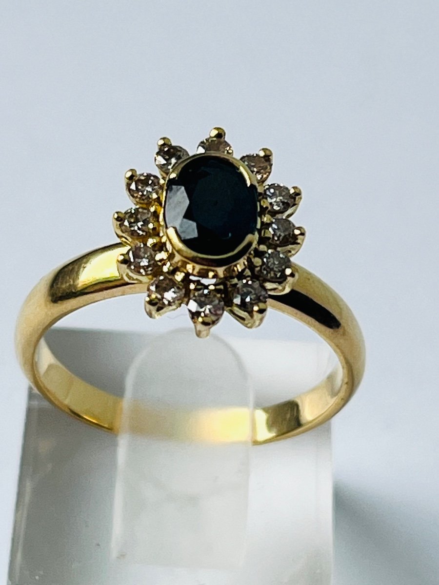 Bague saphir pavage diamants 
