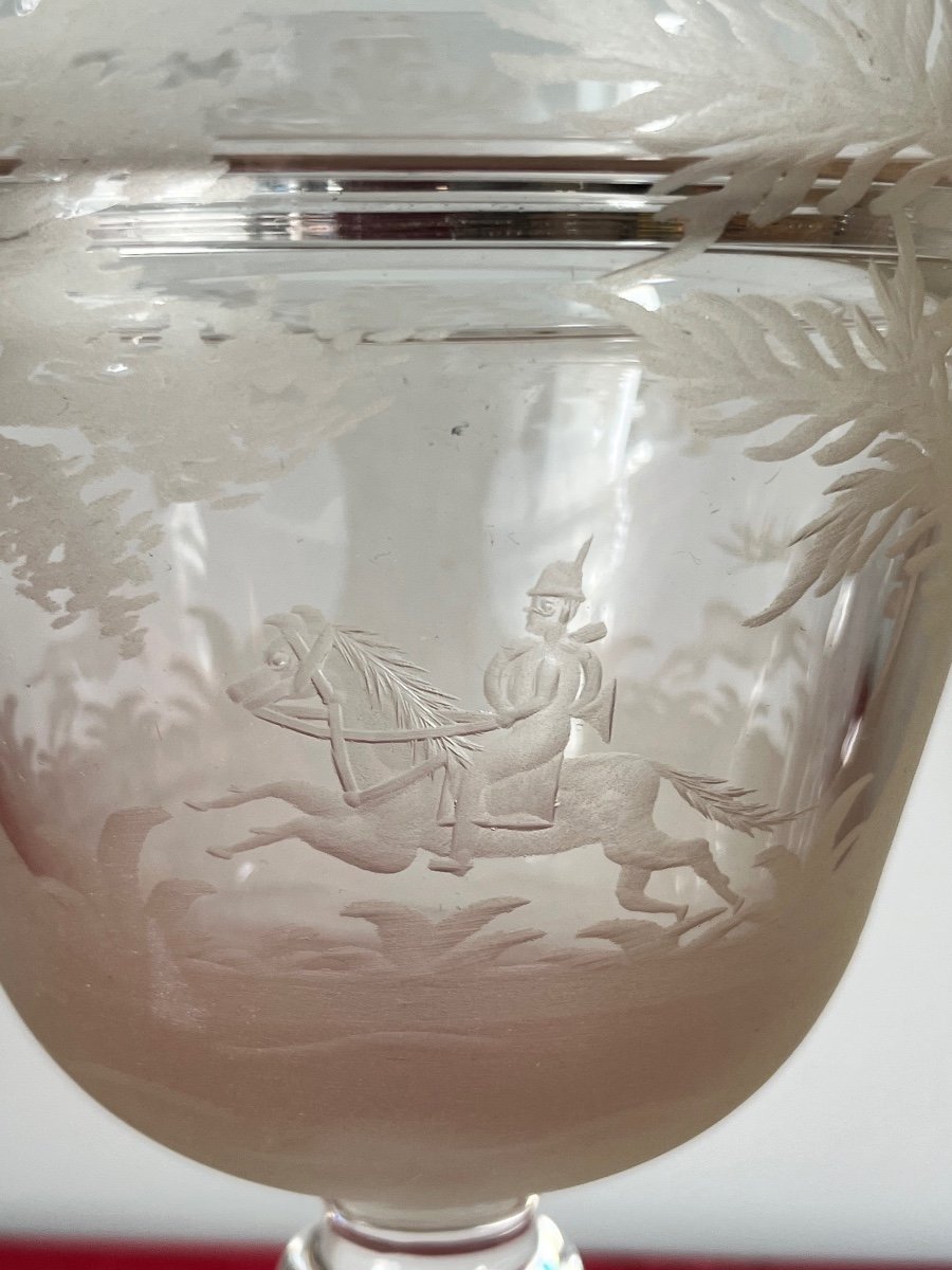 Drageoir cristal Delvaux décor cynégétique -photo-2