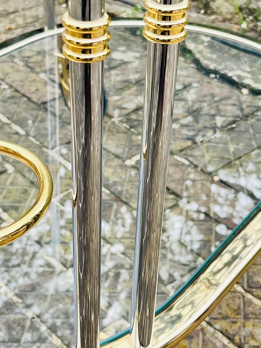 Oval Brass And Chrome Serving Trolley-photo-2