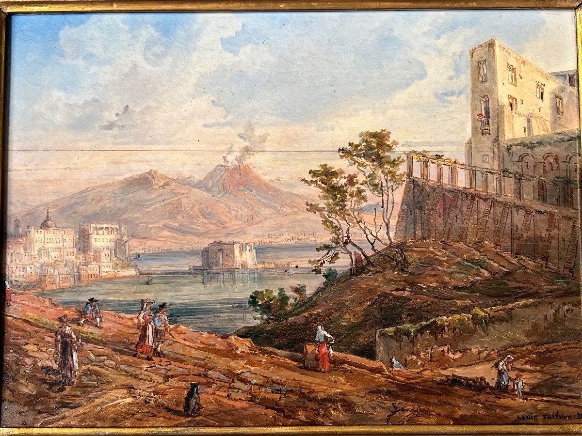 Vesuvius And The Bay Of Naples Louis Thienon 19th-photo-2