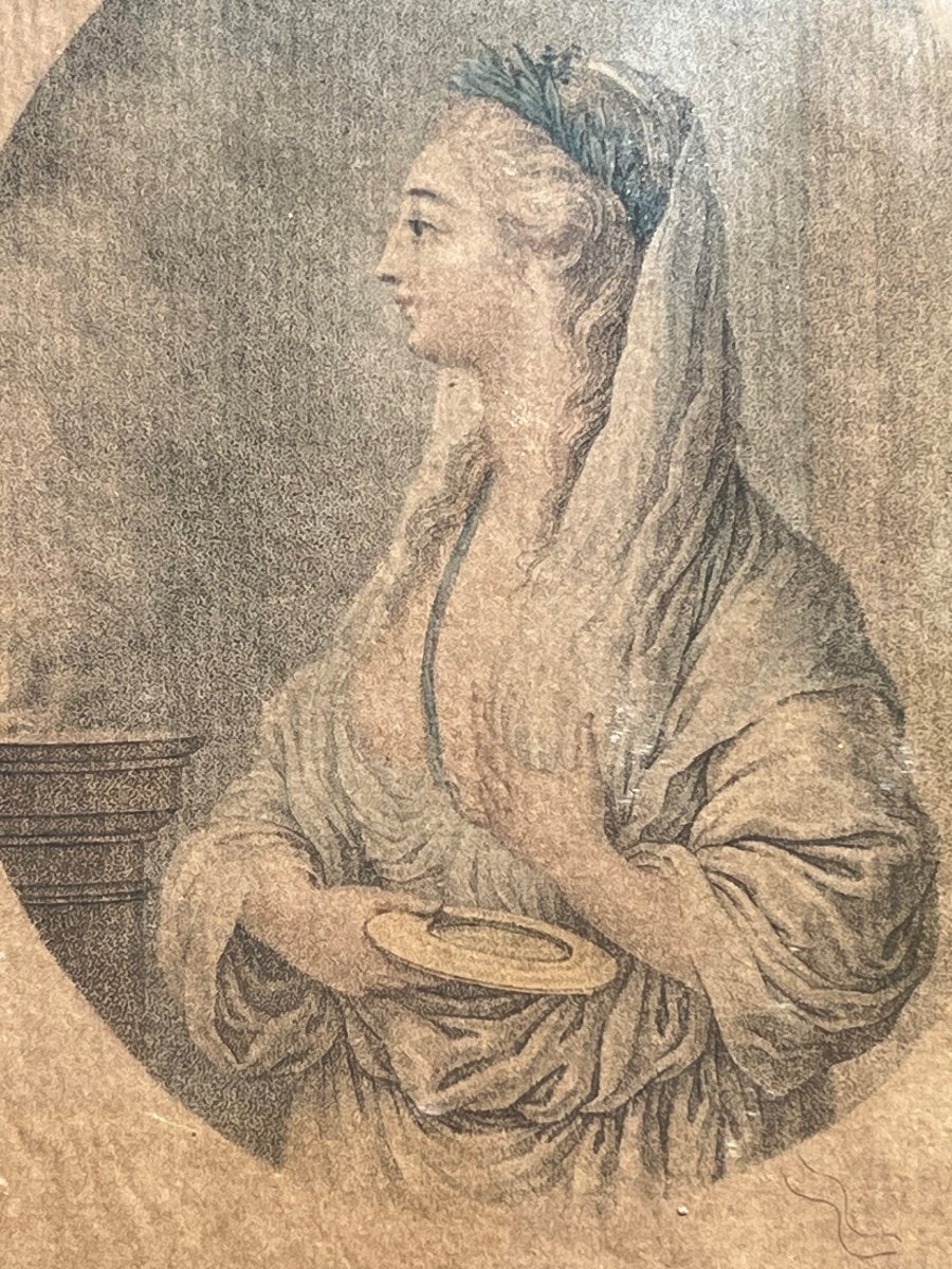 The Vestal Virgin / The Sacrifice 18th Century Engraving-photo-4