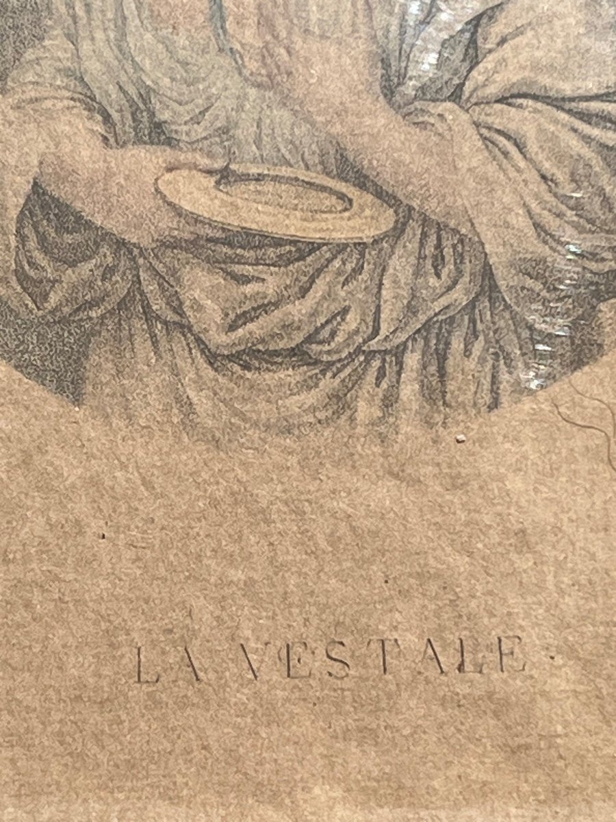 The Vestal Virgin / The Sacrifice 18th Century Engraving-photo-4
