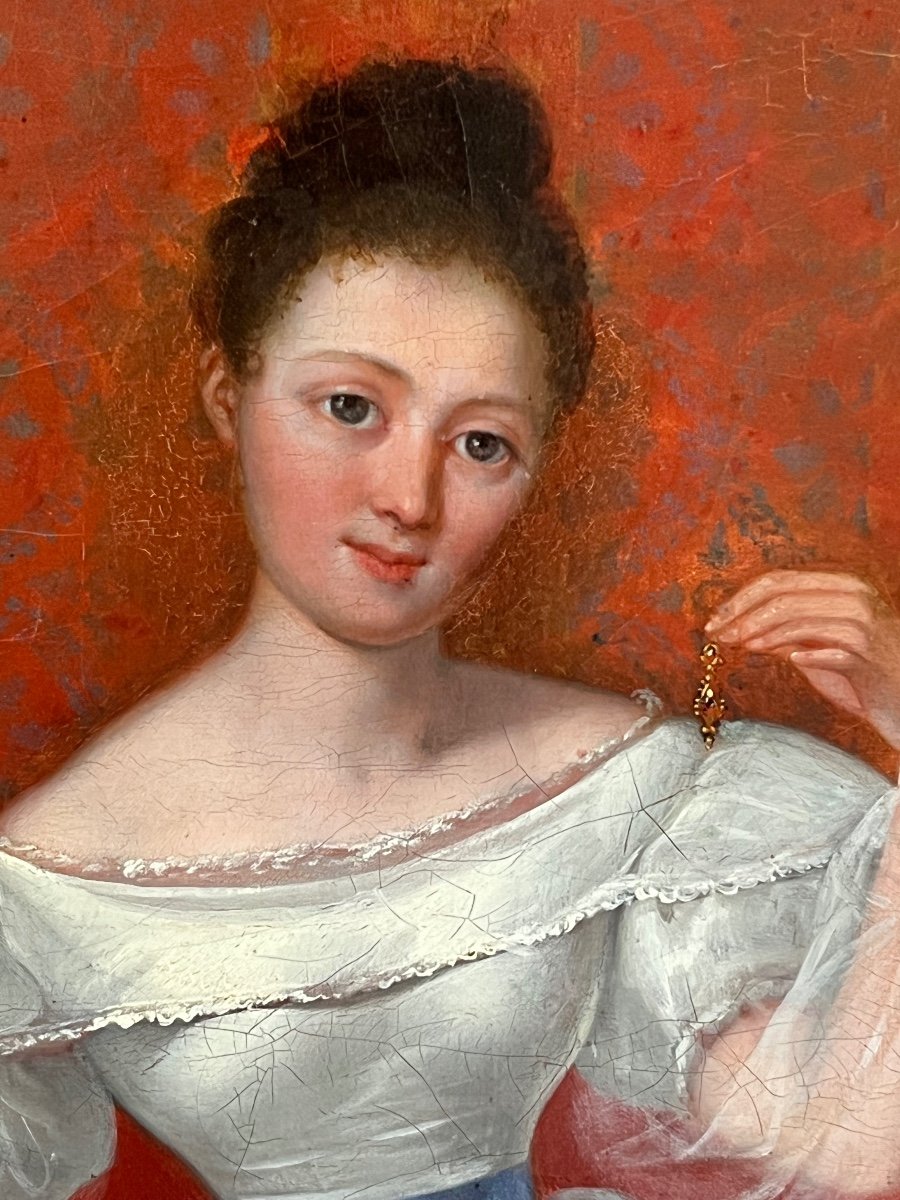 Portrait jeune fille à la robe blanche daté 1834-photo-1