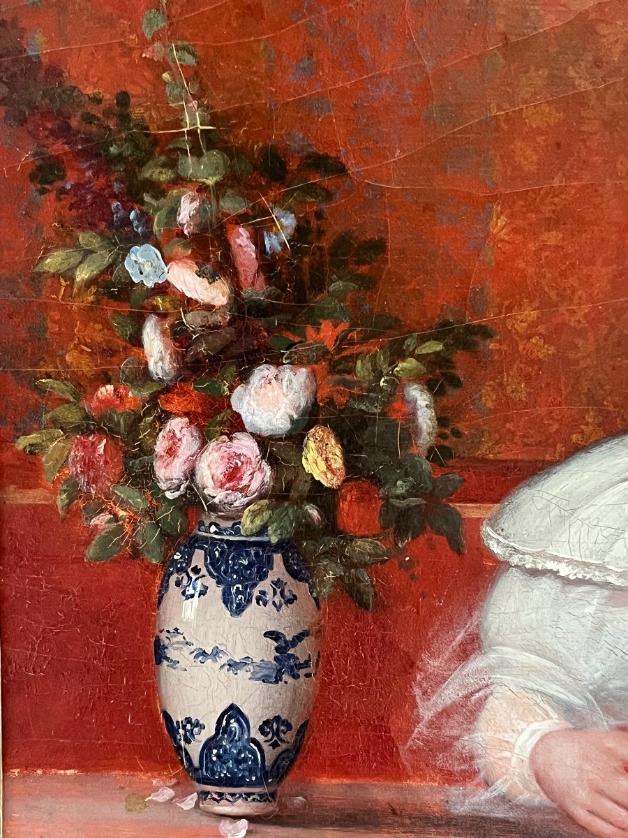 Portrait jeune fille à la robe blanche daté 1834-photo-4