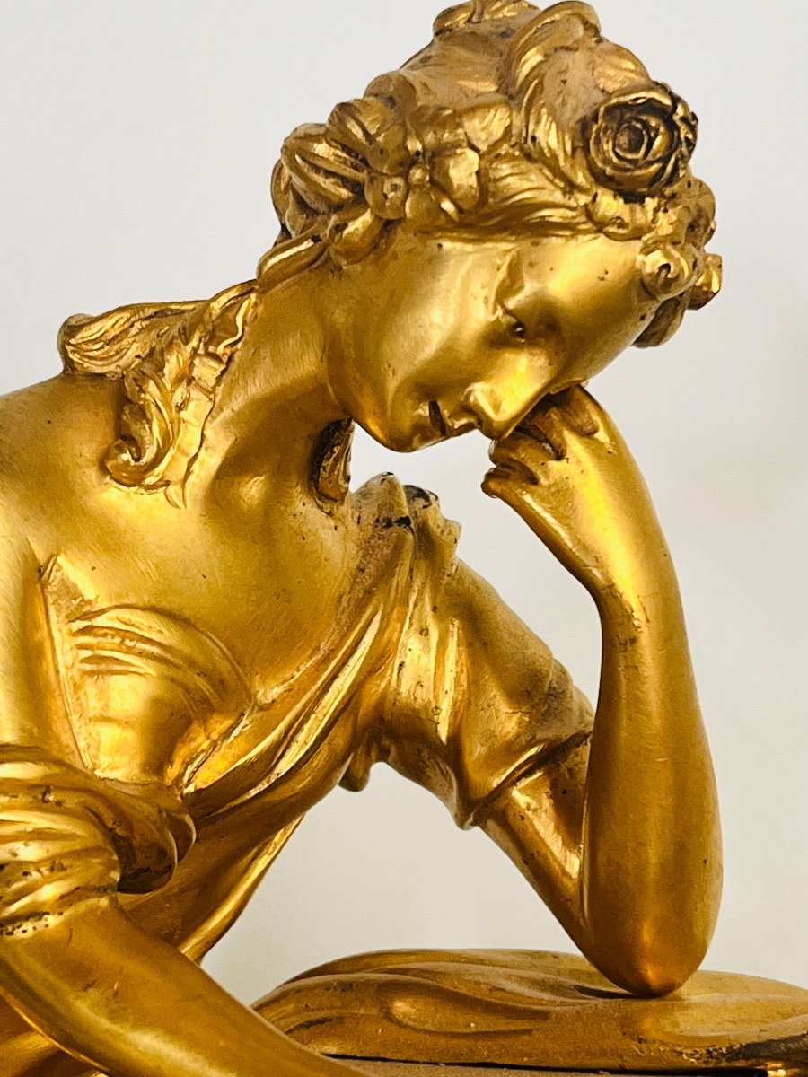 Louis XVI Clock "venus And Triumphant Love" Gilded Bronze -photo-3