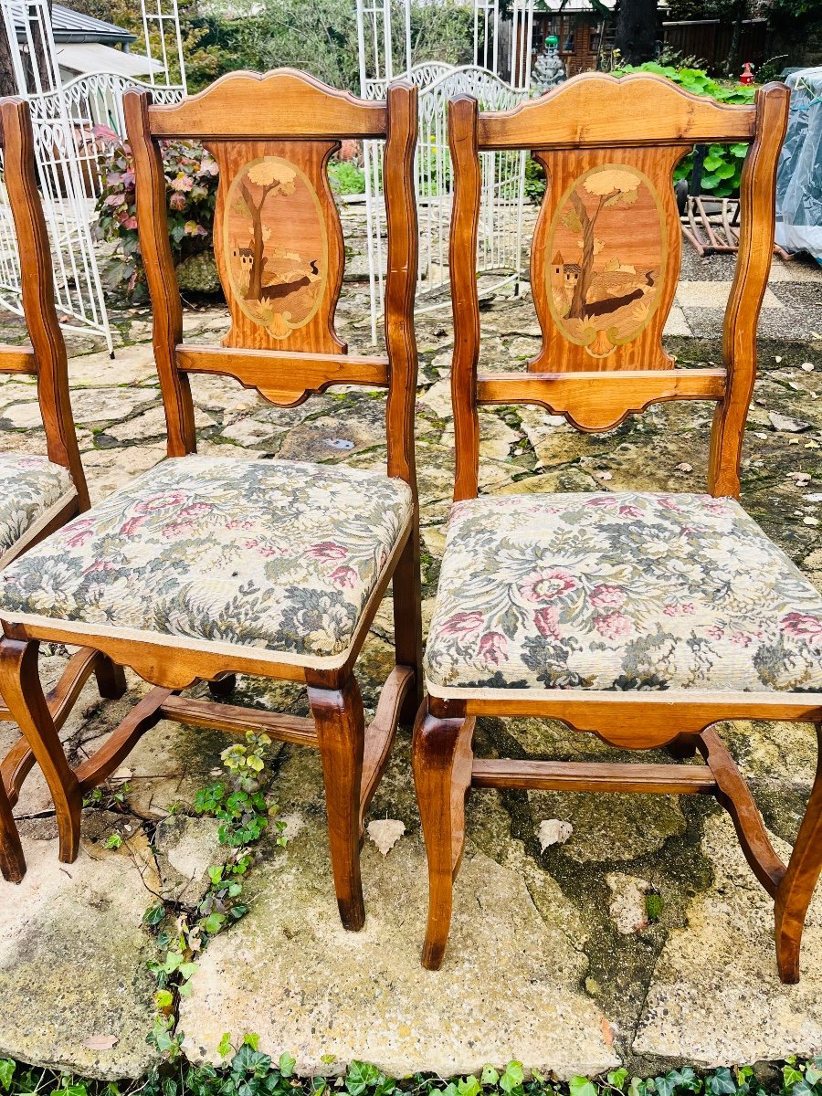 Set Of 6 Chairs With Marquetry Backs 1900-photo-3