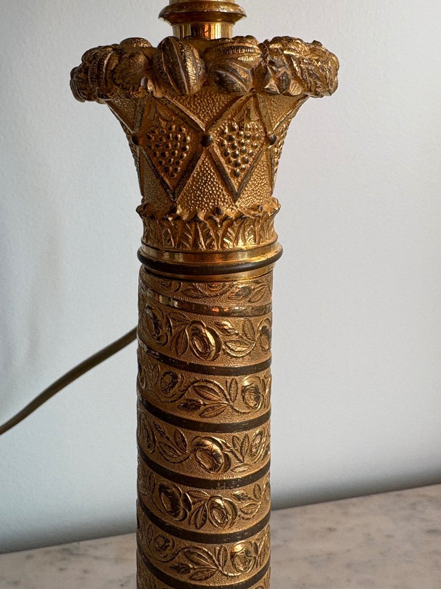 Empire Candlestick Lamp In Chiseled Gilded Bronze -photo-1