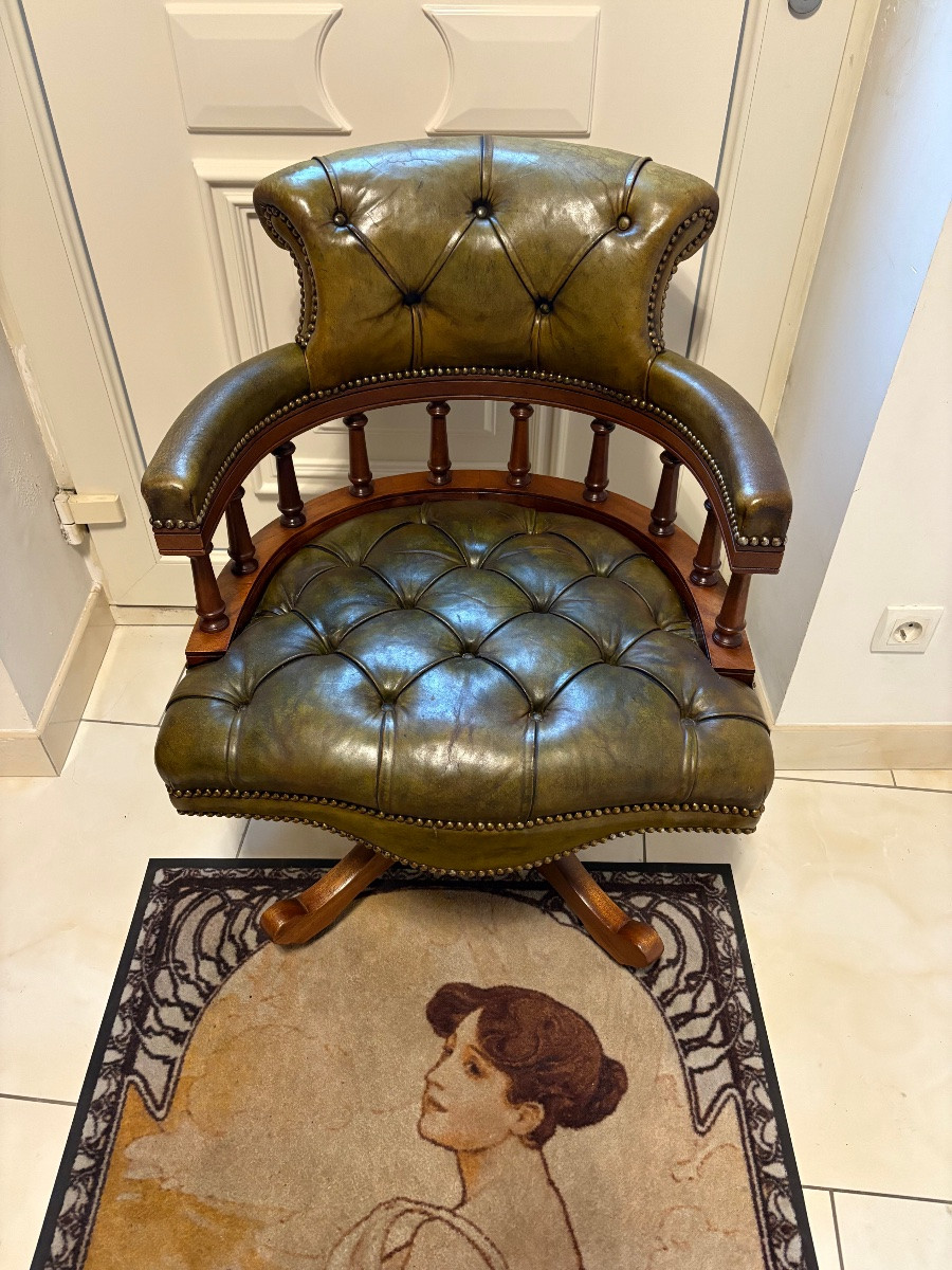 Fauteuil de bureau Chesterfield fabrication scandinave -photo-4