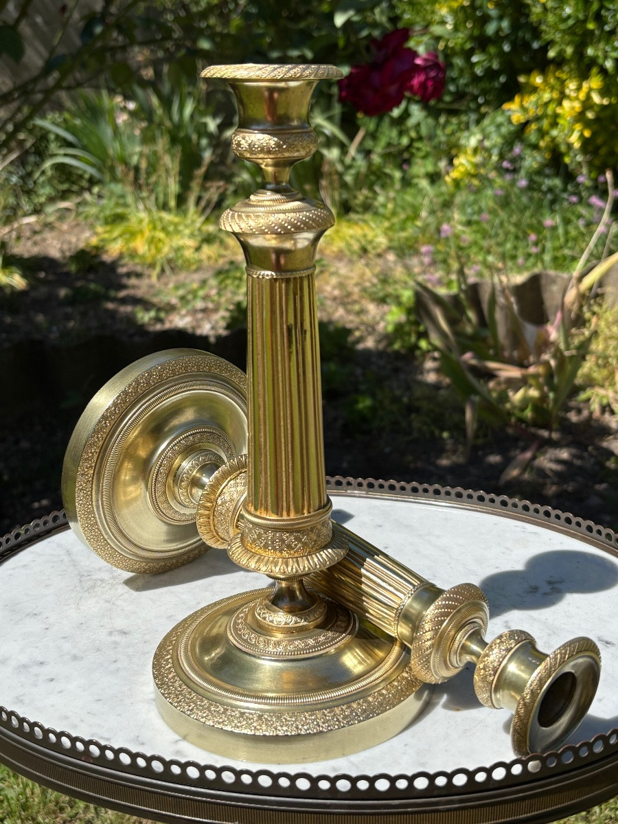 Empire Period Gilt Bronze Candlesticks -photo-2