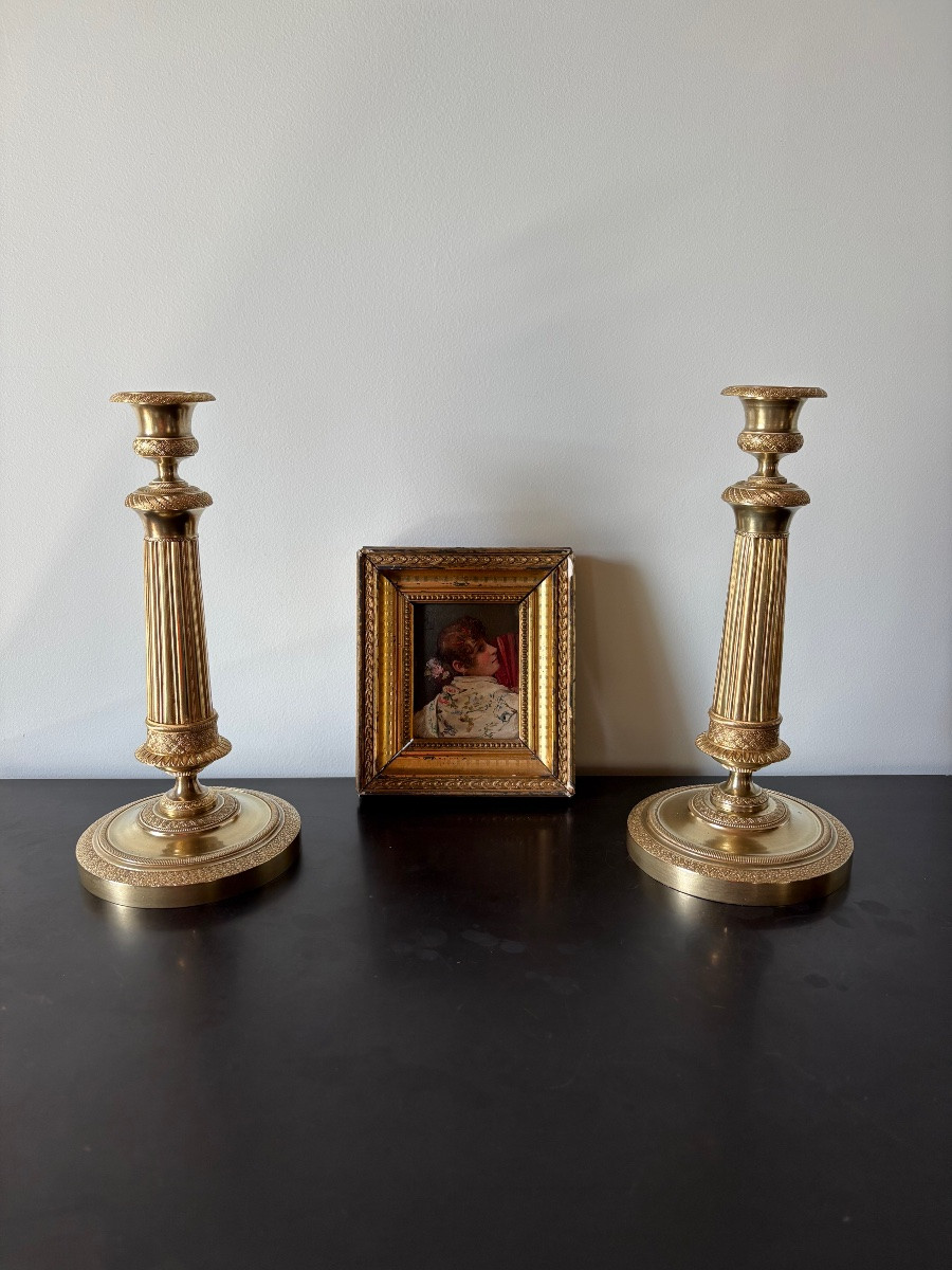 Empire Period Gilt Bronze Candlesticks -photo-1