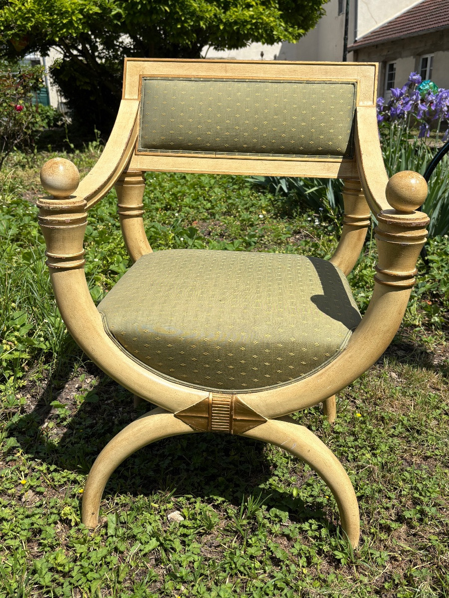Fauteuils curule style Directoire réchampis -photo-4
