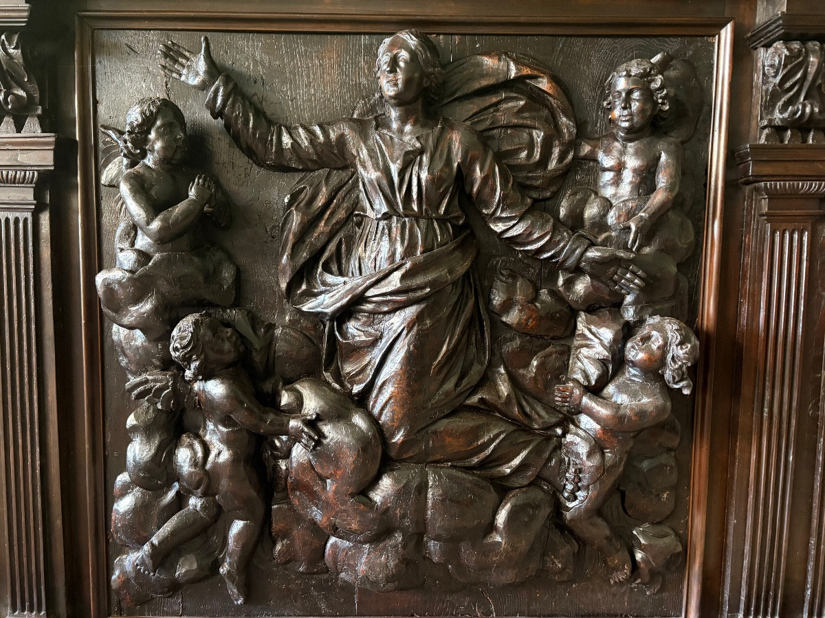Retable sculpture en haut relief XVIe siècle-photo-2