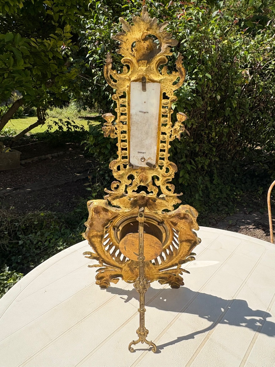 Regency Style Gilt Bronze Barometer - Thermometer -photo-4
