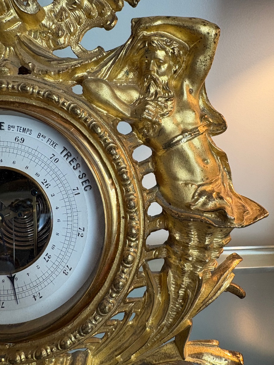 Regency Style Gilt Bronze Barometer - Thermometer -photo-1