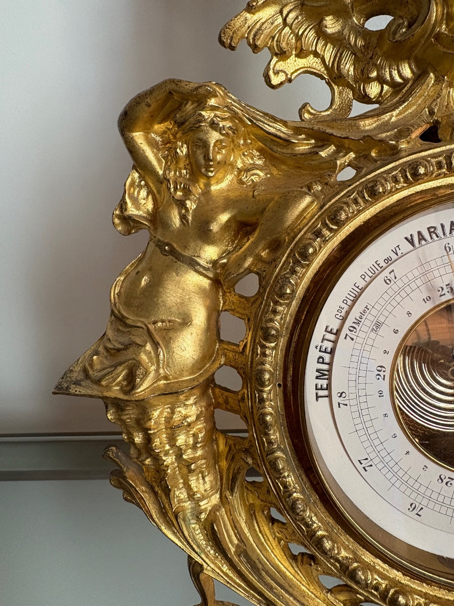 Regency Style Gilt Bronze Barometer - Thermometer -photo-2