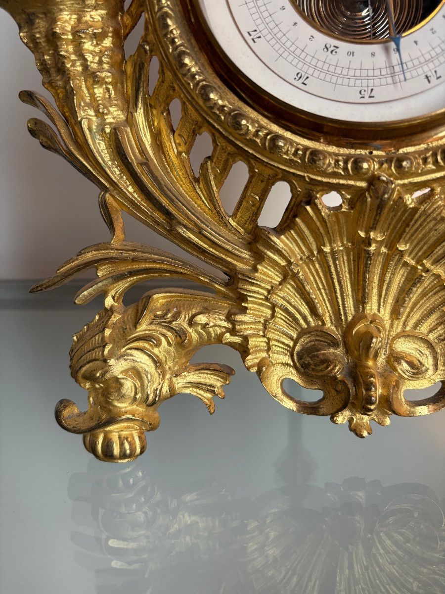 Regency Style Gilt Bronze Barometer - Thermometer -photo-3