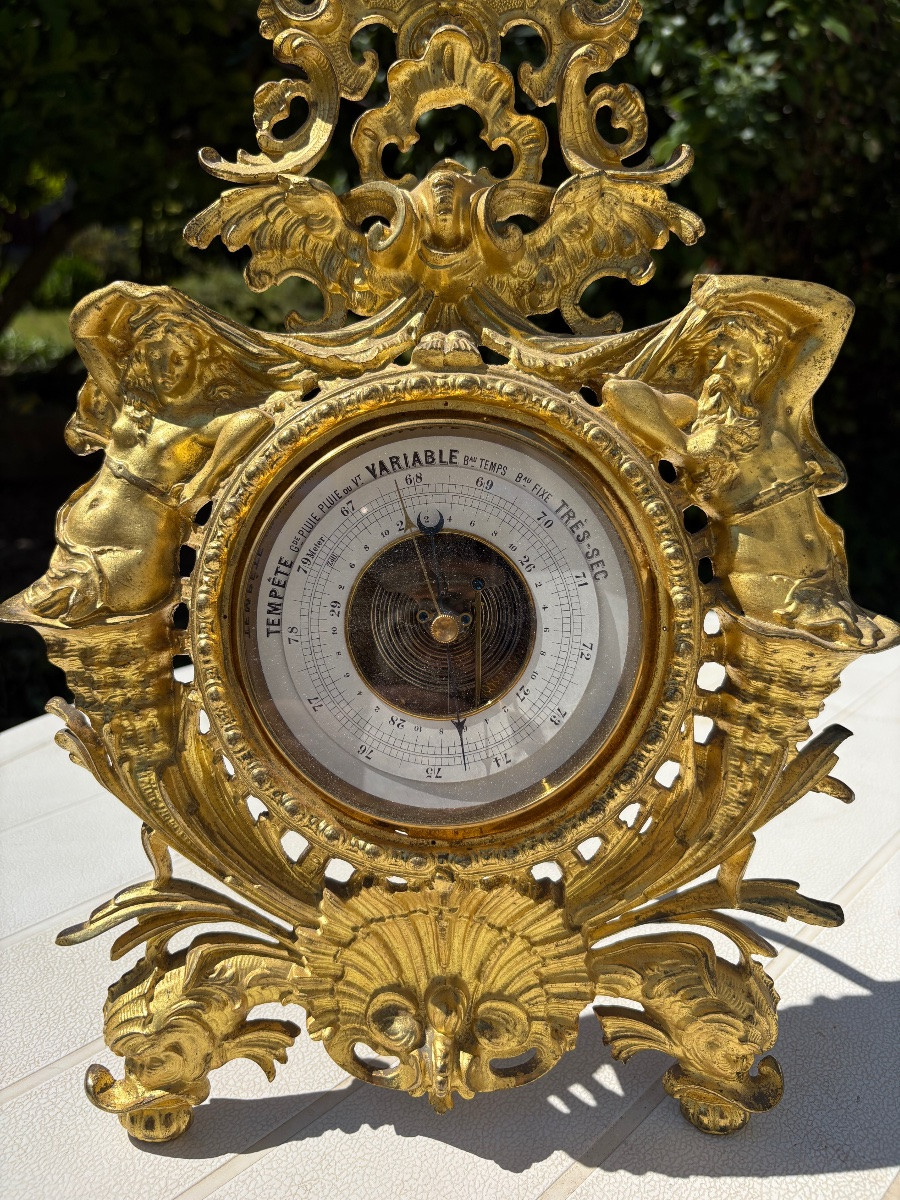 Regency Style Gilt Bronze Barometer - Thermometer -photo-5