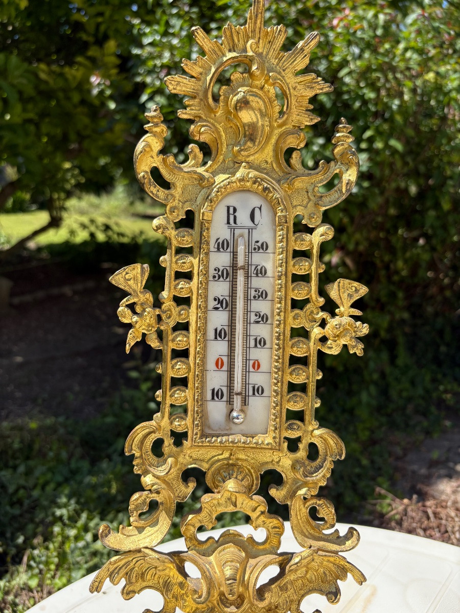 Regency Style Gilt Bronze Barometer - Thermometer -photo-6