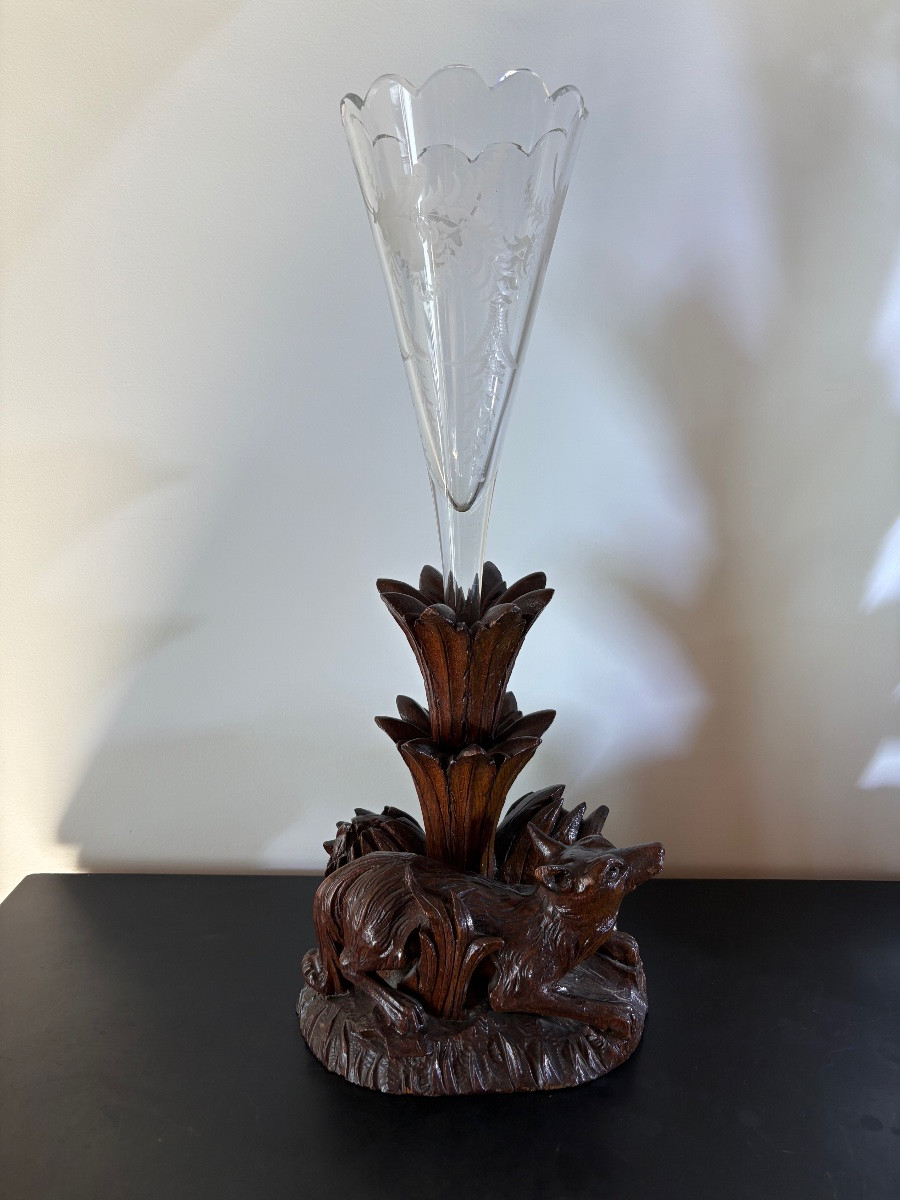 Paire de vases Le chien et Le loup ¨Forêt Noire" XIXe-photo-2