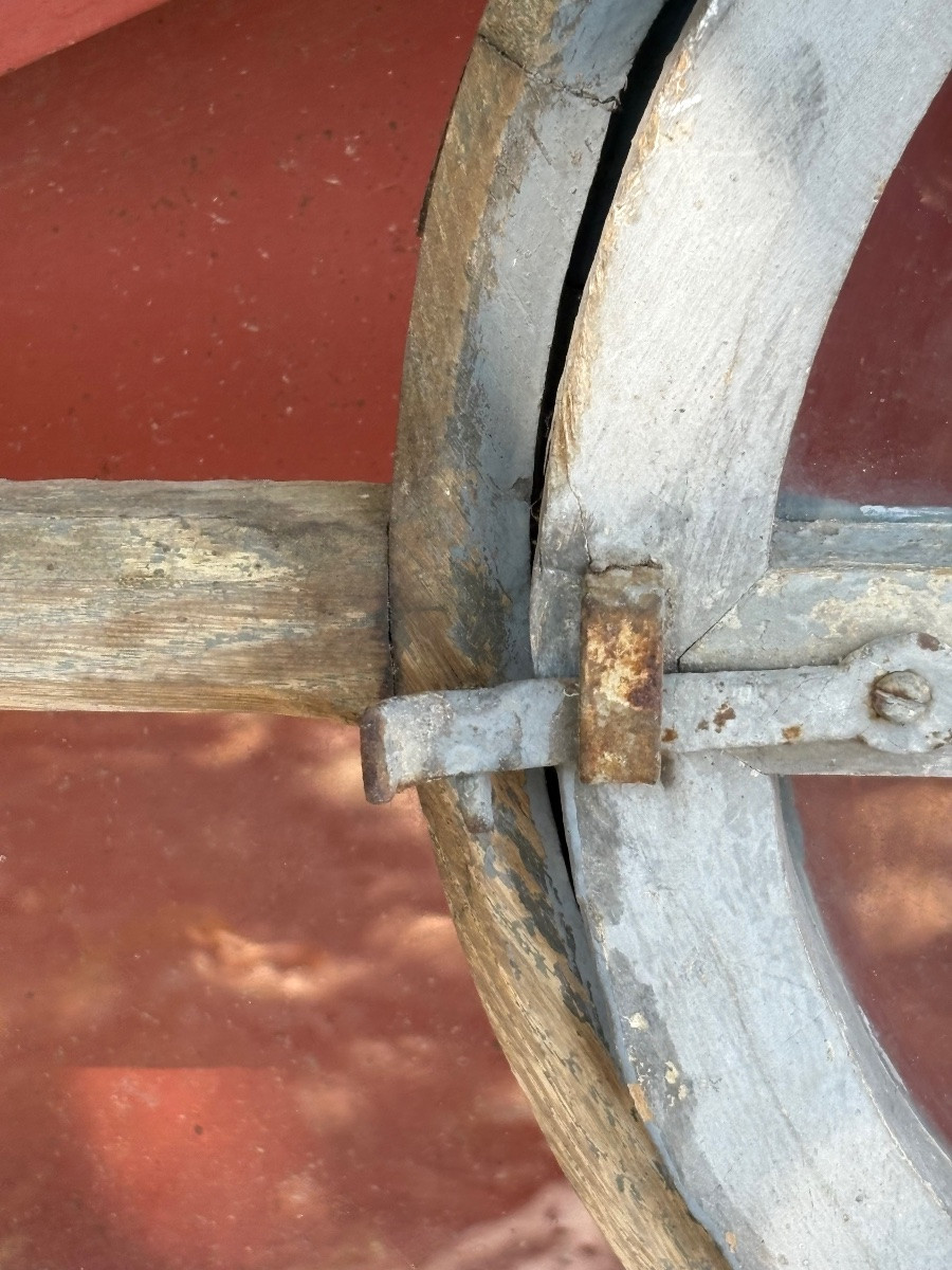 Oeil de bœuf fenêtre circulaire en chêne XVIIIe-photo-4