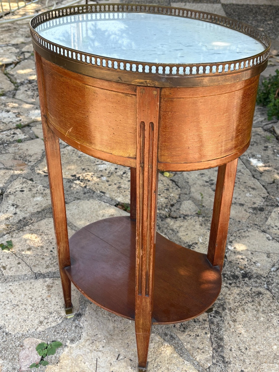 Louis XVI Oval Coffee Table / Pedestal Table From The 18th Century-photo-1