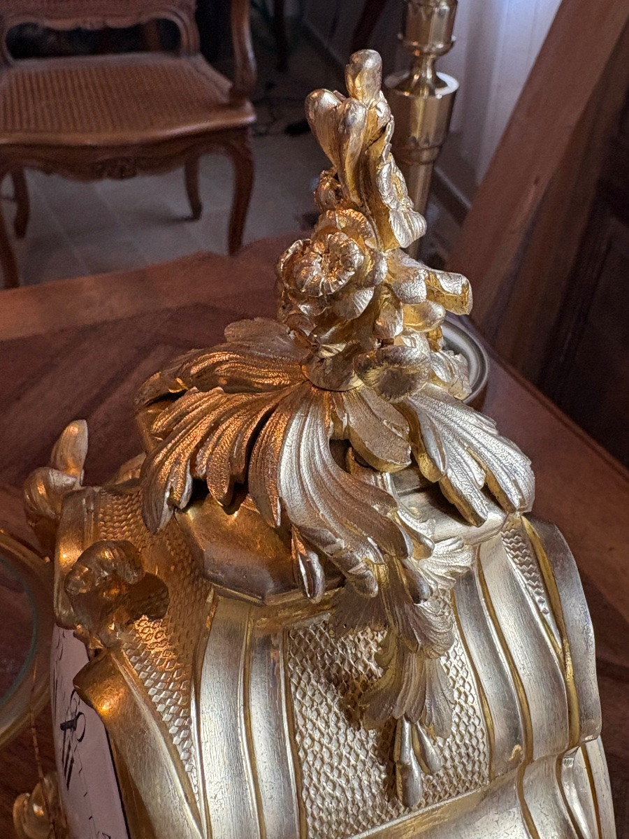 Pendule de bureau Louis XV bronze doré "Gille L’Ainé"-photo-4