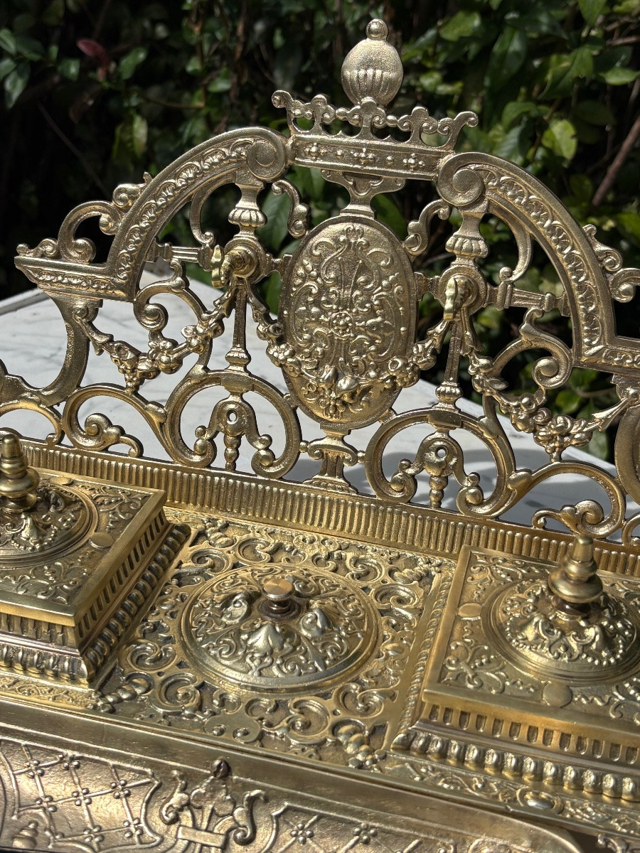 Napoleon III Gilt Bronze Inkwell With Bell -photo-2