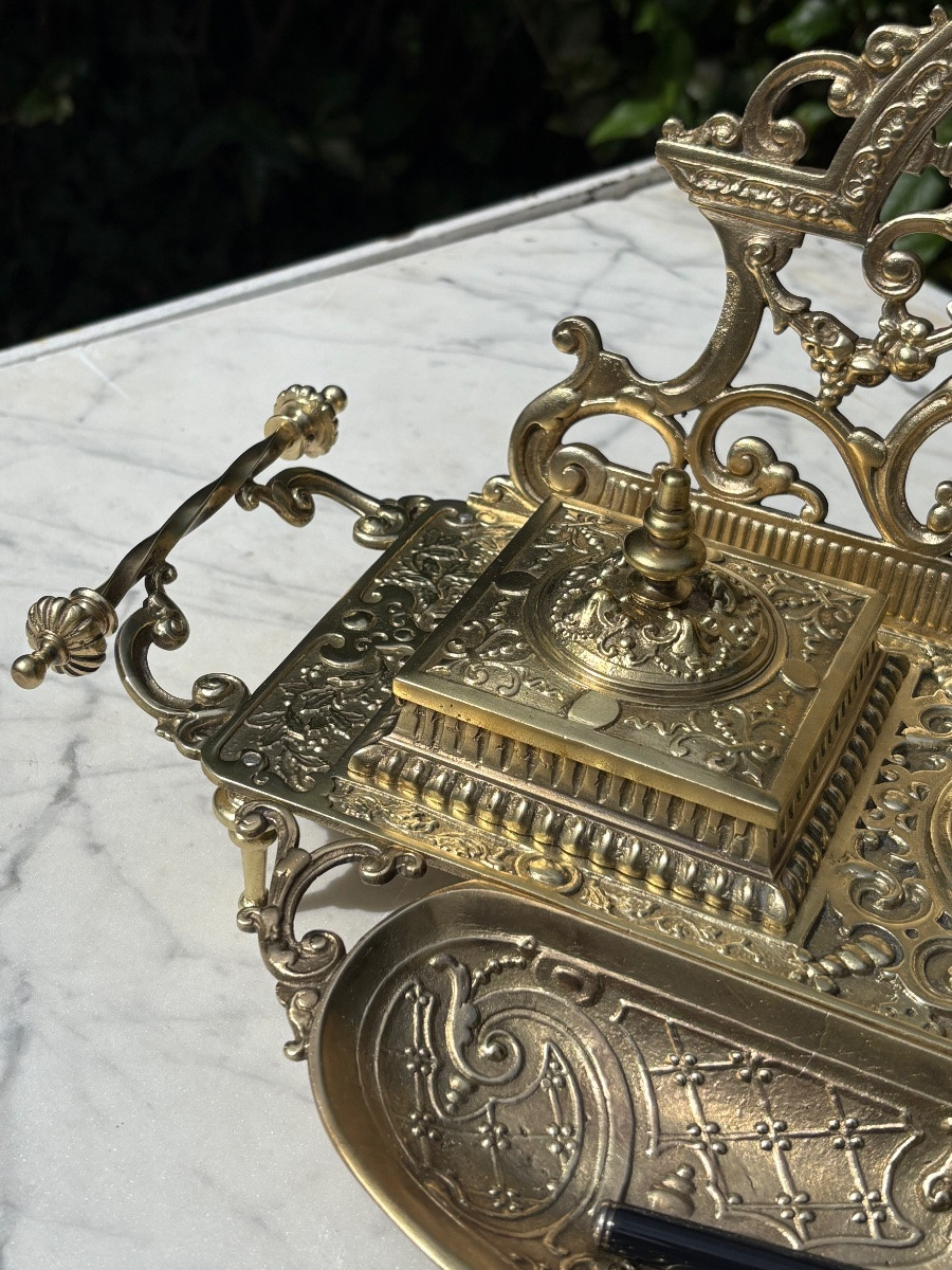 Napoleon III Gilt Bronze Inkwell With Bell -photo-3