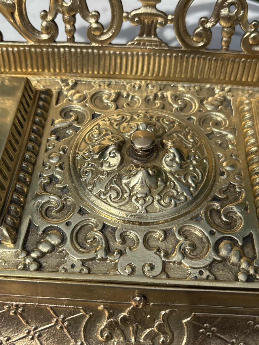 Napoleon III Gilt Bronze Inkwell With Bell -photo-4