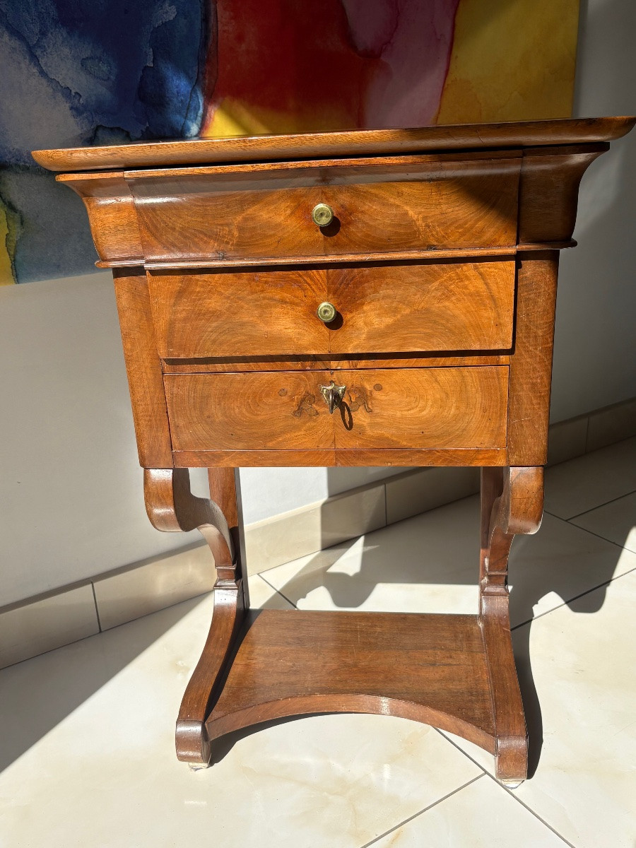 Console commode d’époque Restauration en noyer massif -photo-4
