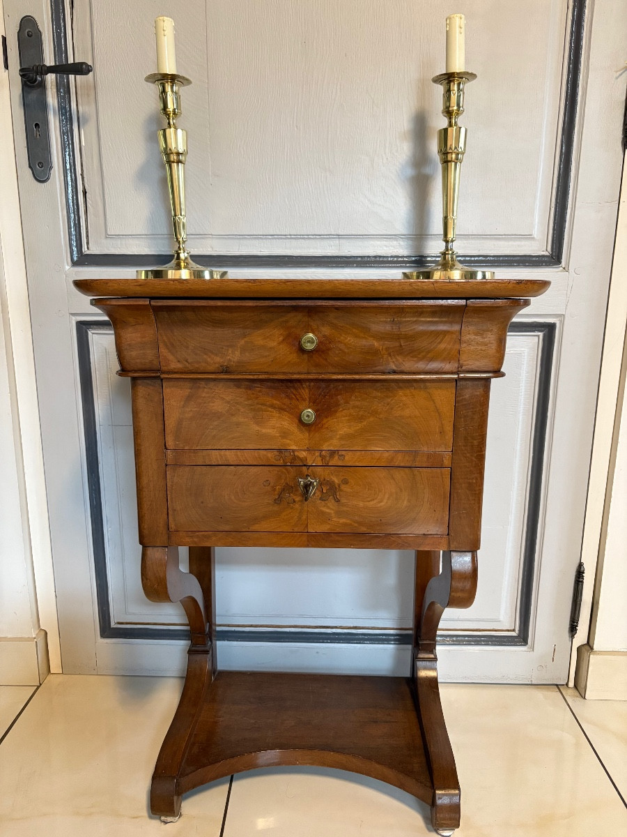 Console commode d’époque Restauration en noyer massif 