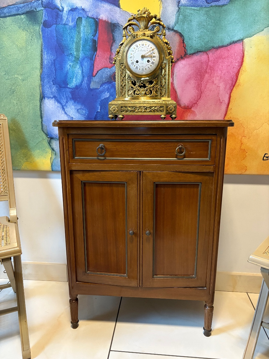 Small Louis XVI Style Mahogany Sideboard / Brass Trim 
