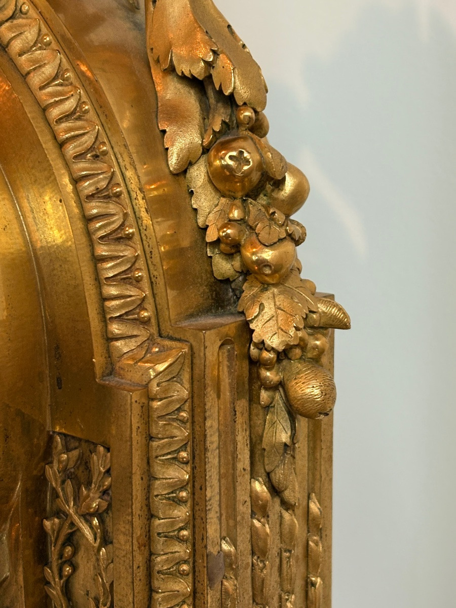 BEURDELEY pendule Louis XVI bronze doré au mercure -photo-1