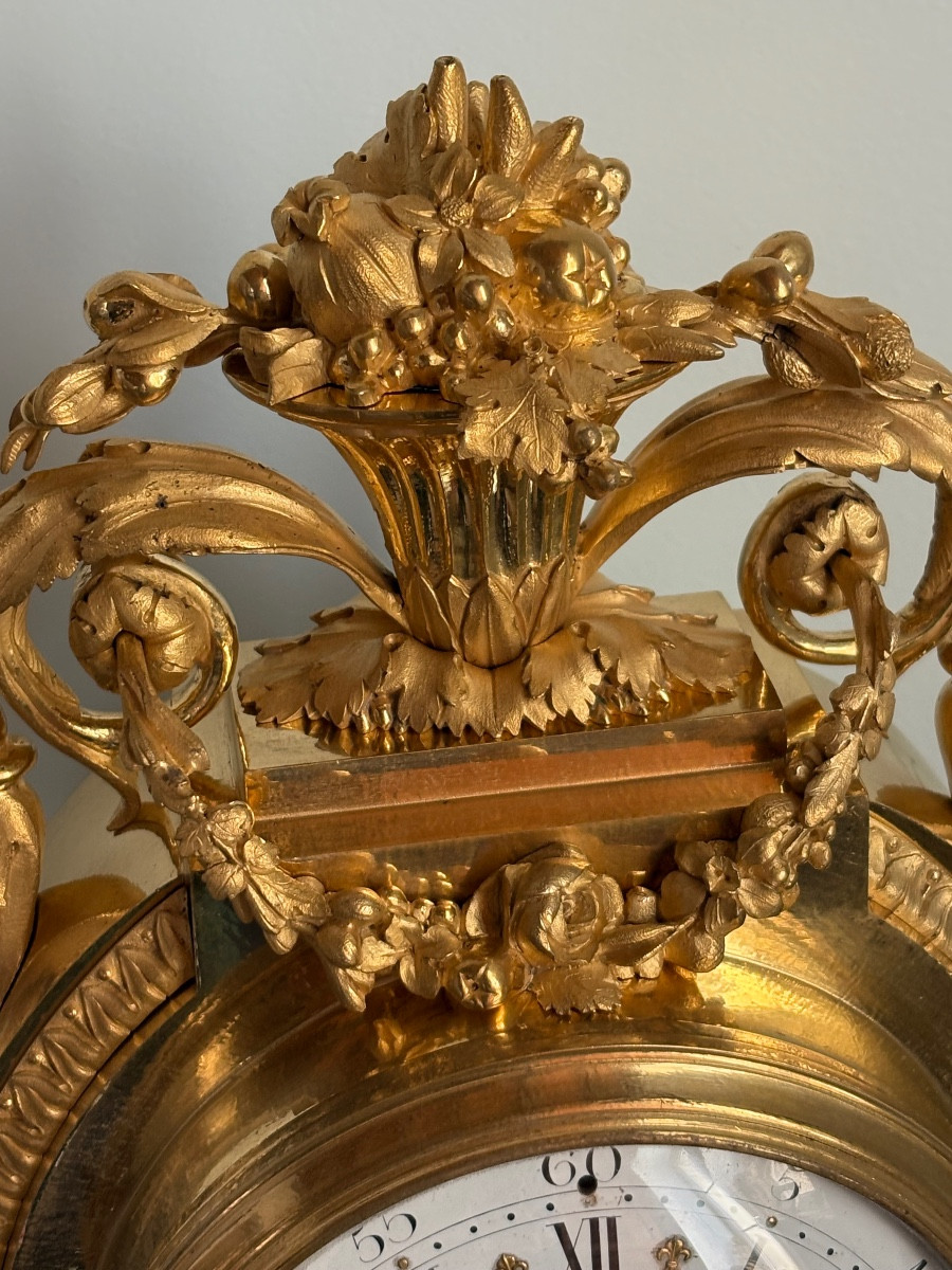 Alfred BEURDELEY pendule Louis XVI bronze doré au mercure -photo-2