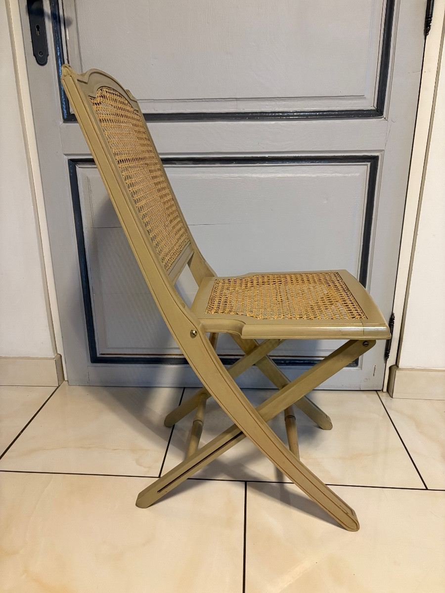 Six Louis XVI/directoire Style Painted Wooden Folding Chairs -photo-1