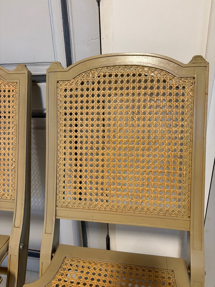 Six Louis XVI/directoire Style Painted Wooden Folding Chairs -photo-5