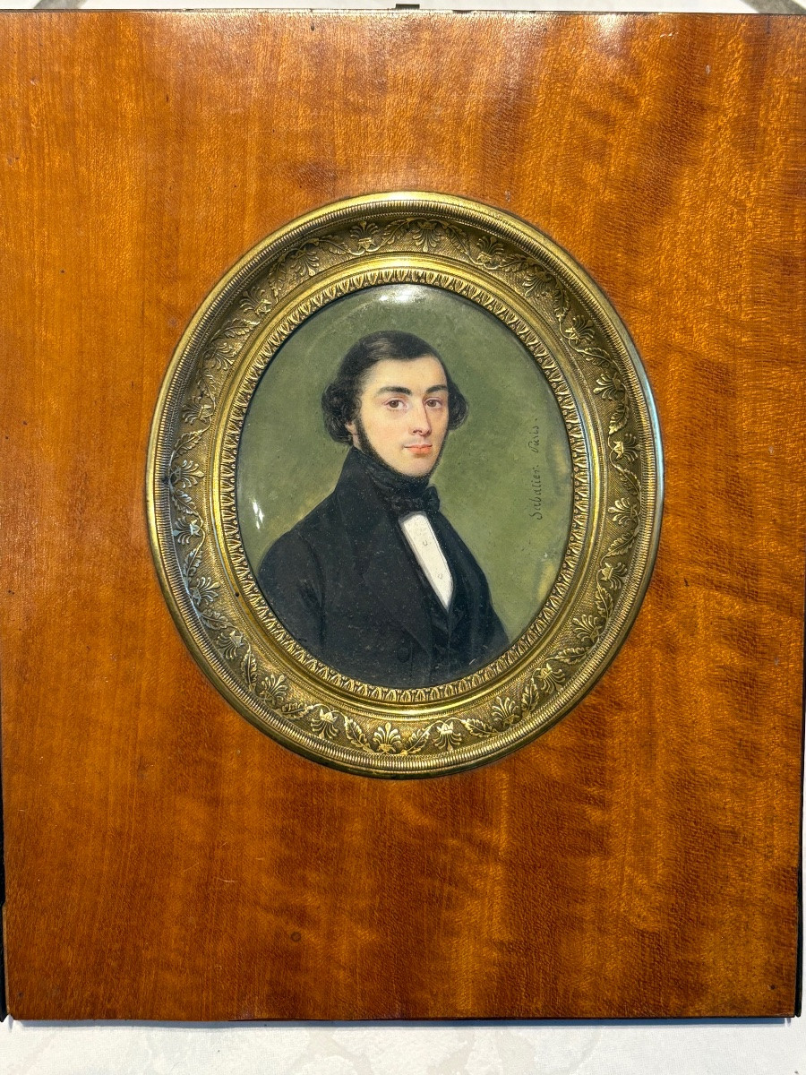 Portrait miniature jeune aristocrate par Sabatier Jean Baptiste -photo-2